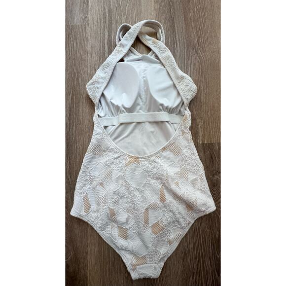 Shoshanna Swimwear | High Neck One Piece | White/Tan | NWT | SZ 8 - Picture 7 of 9